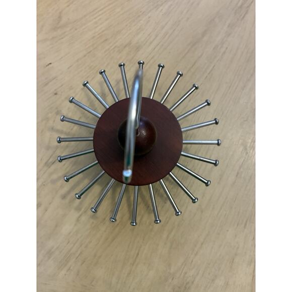 VTG Wood Tie Rack Round Hanger Spindle Closet Organizer Dark Red Brown Belts - Picture 2 of 10